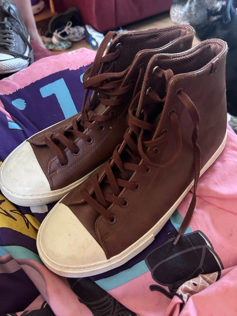 Men's High-Top Casual Sneakers in Brown